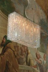 Rectangular clear crystal chandelier . Masiero. Rectangular clear crystal chandelier . Masiero.
