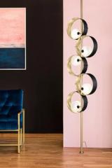 Sound 5 lights black and gold floor lamp. Masiero. 