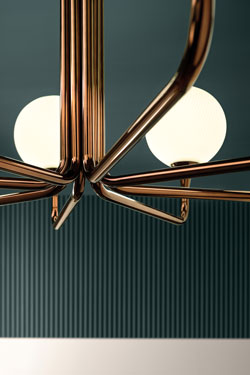 Retro 8-branch copper chandelier Tee. Masiero. 