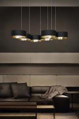 Gold and black round pendant lamp 6 lights  Sound. Masiero. 