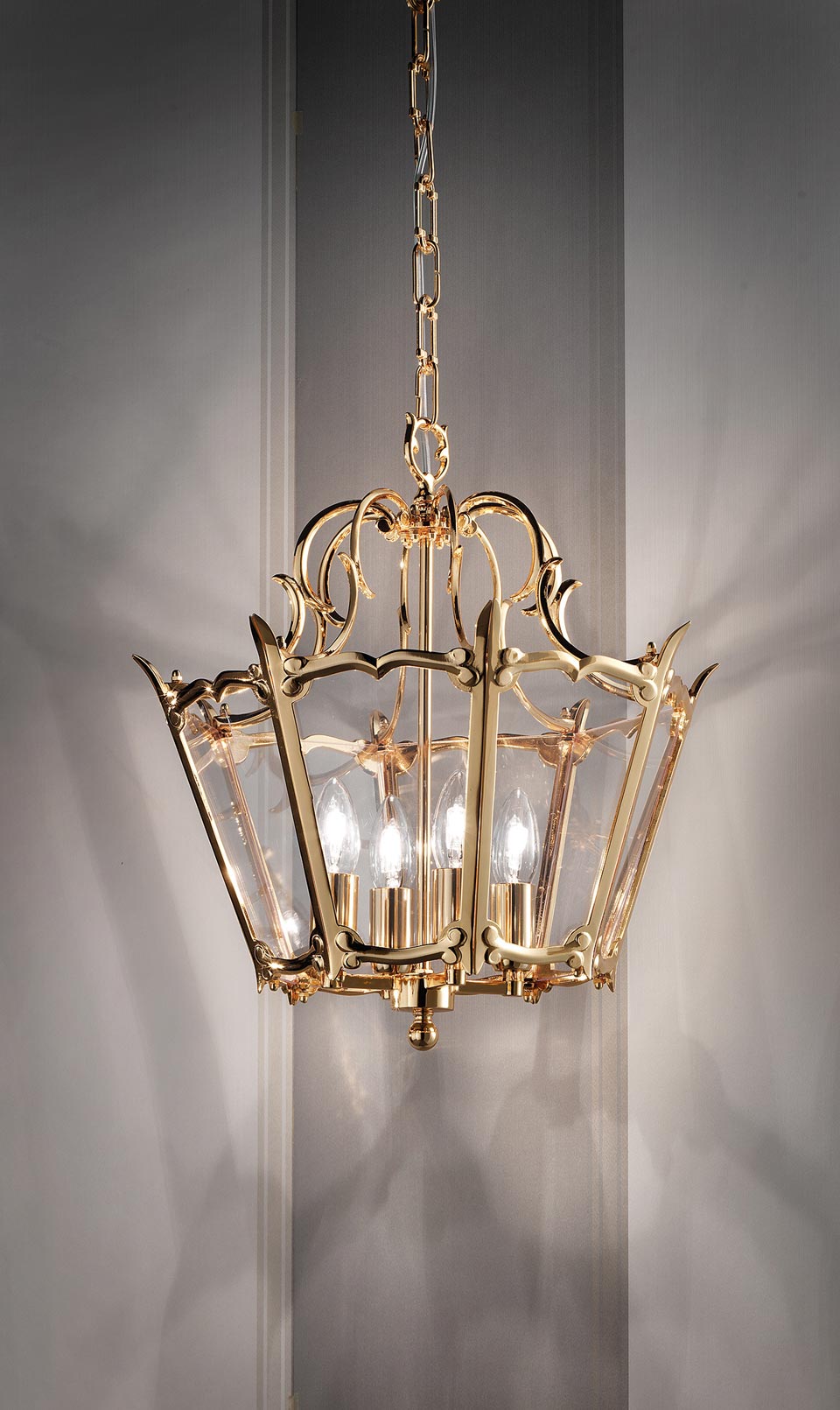 Hanging lamp golden lantern 4 lights | Masiero | Murano and crystal ...