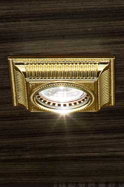 Square grooved gold-plated recessed spotlight. Masiero. 