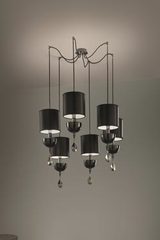 Suspension contemporaine 6 lumières noire Nuaré . Masiero. Suspension contemporaine 6 lumières noire Nuaré . Masiero.