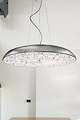 Suspension ronde et plate avec diffuseur décoré Deco S1 60cm noire . Masiero. Suspension ronde et plate avec diffuseur décoré Deco S1 60cm noire . Masiero.