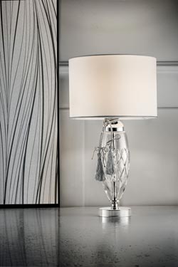 Classic glass and satin table lamp. Masiero. 