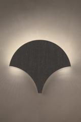 Palm fan wall lamp in black and silver wood finish. Masiero. 