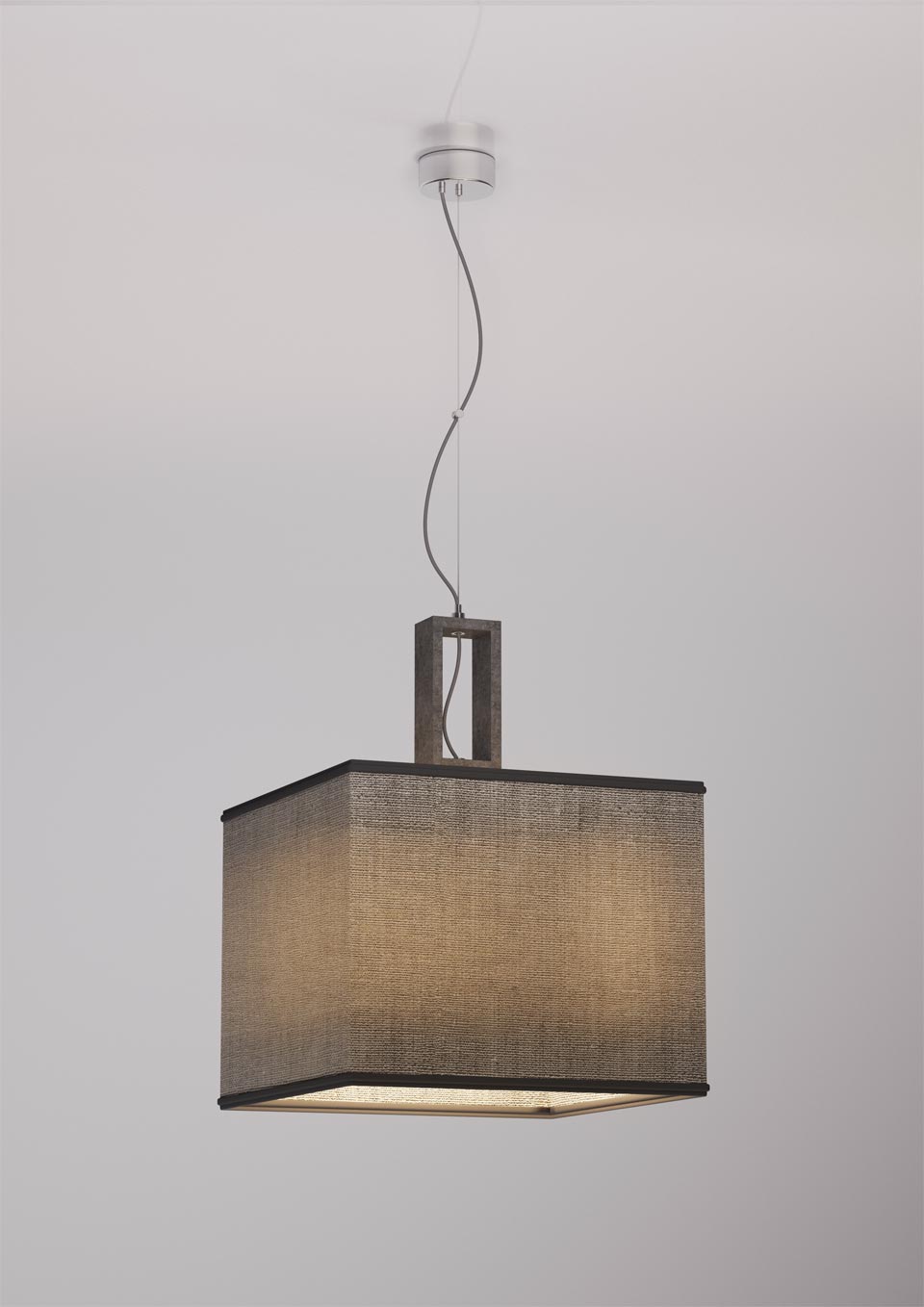 Contemporary suspension simple abat-jour en coton gris intérieur doré . Matlight. 