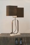 Lampe de table en marbre beige et laiton bruni. Matlight. 