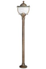 Aged brass garden lamp post. Moretti Luce. 