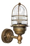 Storm style outdoor wall light in aged brass. Moretti Luce. 
