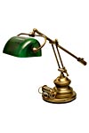 Lampe de bibliothèque américaine verte à contrepoids laiton naturel. Moretti Luce. 