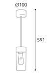 Silindar long cylindrical ceiling light made of transparent glass. Moretti Luce. 