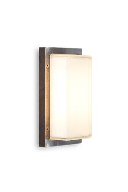 Ice cubic exterior wall light rectangle antique brass finish. Moretti Luce. 