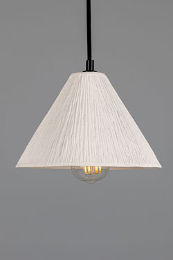 Conical pendant light in textured ceramic Tilia. Mullan. 