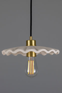 White and gold ceramic pendant lamp Kapok. Mullan. 