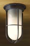 Docklight Ceiling antique bronze with sand-blasted glass. Nautic by Tekna. 