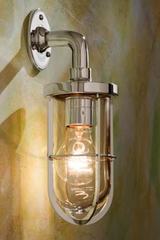 Docklight Wall polished nickel-plated bronze with clear glass. Nautic by Tekna. 