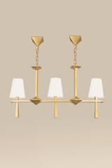 Pablo 3-light pendant lamp, gilded bronze finish. Objet insolite. 