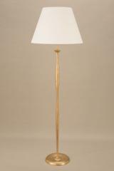 Dora classic gold floor lamp with large white shade. Objet insolite. 