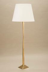 Inès 3-light gold floor lamp with large white shade. Objet insolite. 