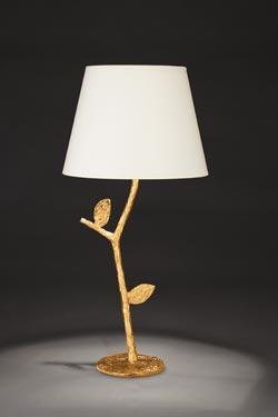 Flora lampe de table végétale dorée. Objet insolite. 