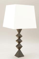 Infini geometric table lamp in black patina bronze. Objet insolite. 