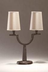 Perceval black solid bronze 2 lights table lamp. Objet insolite. 