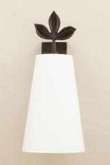 Charmille bronze wall lamp with white conical shade. Objet insolite. 