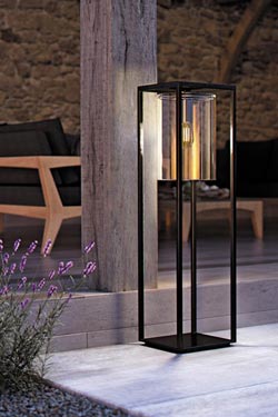 Dome Move outdoor lantern floor lamp in clear glass. Royal Botania. 