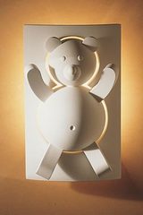 Teddy bear natural plaster wall lamp for children