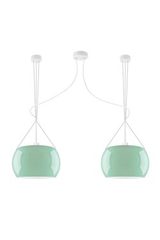 Suspension double Momo en verre opale vert aqua intérieur blanc. Sottoluce. 