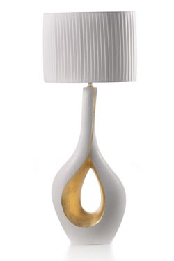 Ca'Doro lampe en céramique blanche et dorée. Munari par Stylnove Ceramiche. 