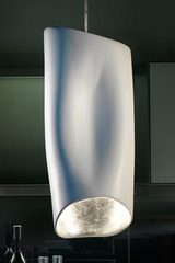 Hamy lampe suspension blanche intérieur argent. Munari par Stylnove Ceramiche. 