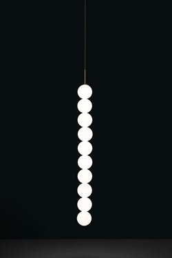Abacus suspension boulier 10 boules en verre opale blanc. Terzani. 
