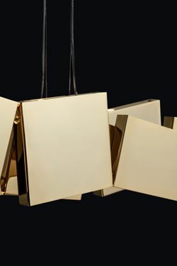Gaia contemporary pendant in cubic blocks and LED lighting. Terzani. 