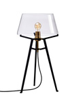 Lampe de table avec abat-jour transparent sur trépied noir Ella, . Tonone. 