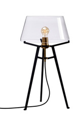 Lampe de table avec abat-jour transparent sur trépied noir Ella, . Tonone. 
