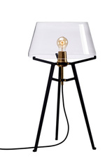 Lampe de table avec abat-jour transparent sur trépied noir Ella, . Tonone. Lampe de table avec abat-jour transparent sur trépied noir Ella, . Tonone.
