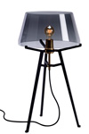 Lampe de table Ella, avec abat-jour en verre fumé sur trépied noir. Tonone. 