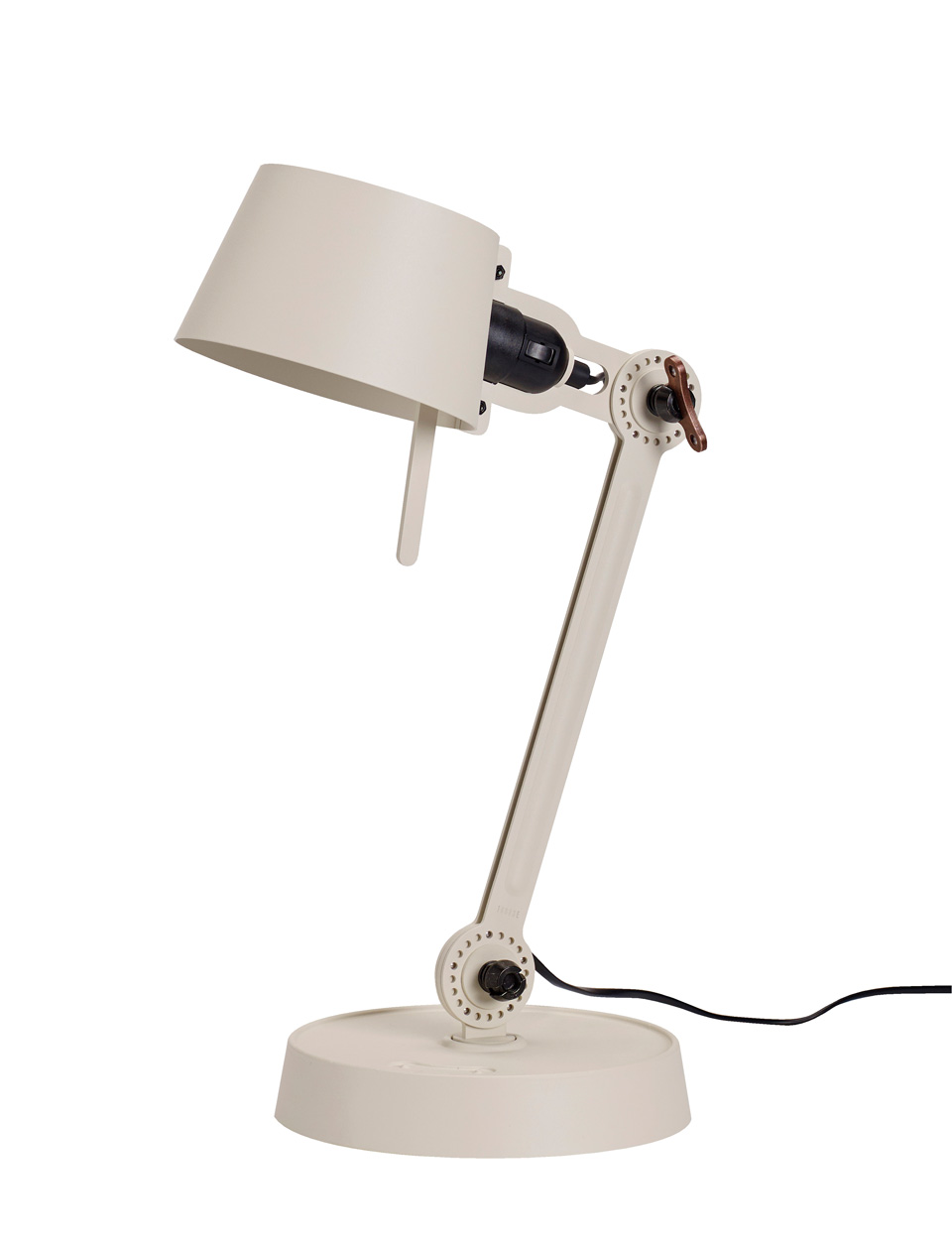 Petite lampe de bureau écru en métal aspect grainé Bolt Desk, sur socle. Tonone. 