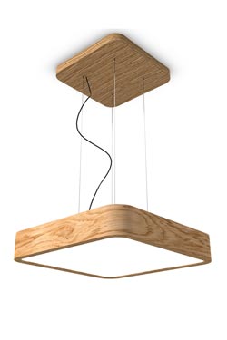 WoodLED suspension carrée en chêne 60cm. Trilum. 