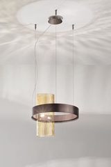 Armonia suspension cylindre noir et cuivre<br/>. Vistosi. Armonia suspension cylindre noir et cuivre<br/>. Vistosi.