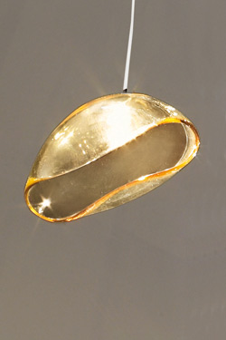 Large flattened globe pendant in white opaline glass Ninfea. Vistosi. 