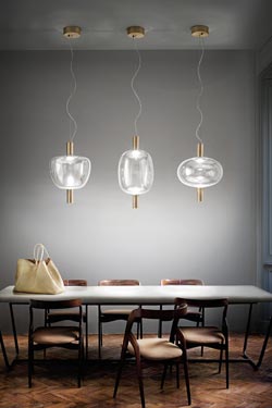 Reflex elongated pendant lamp with LED lighting. Vistosi. 