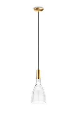 Scintilla pendant lamp glass and bright brass and LED lighting. Vistosi. 