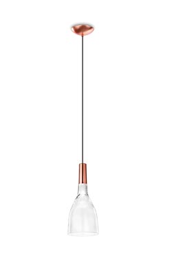 Scintilla pendant lamp glass and shiny copper with LED lighting. Vistosi. 