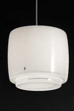Cylinder frosted Murano glass pendant Bot 16cm. Vistosi. 