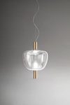 Riflesso pendant glass and satin gold, LED lighting. Vistosi. Riflesso pendant glass and satin gold, LED lighting. Vistosi.