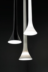 Sissi fine blown tube suspension in blown glass - White. Vistosi. 