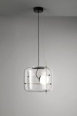 Plot suspension sphère de verre transparent et éclairage LED. Vistosi. 